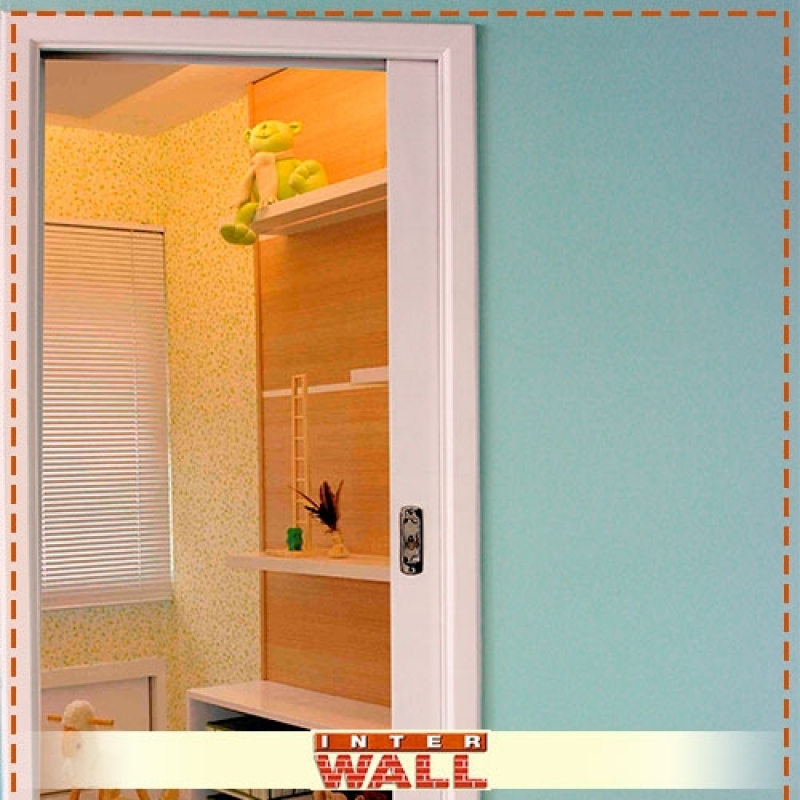 Porta de Correr Embutida Drywall para Quarto Pequeno Bertioga - Porta de Correr Embutida Drywall para Quarto Pequeno